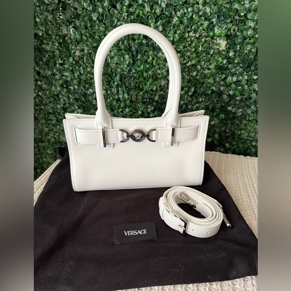 Versace Medusa ‘95 Small Tote White Leather Handbag